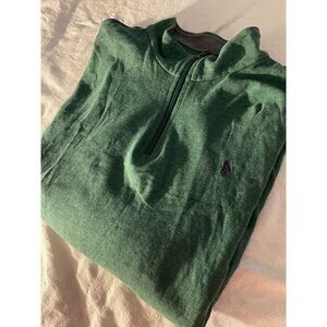 Polo Ralph Lauren Men's XXL Pullover Sweater 1/4 Zip Green Golf CottonMock Neck